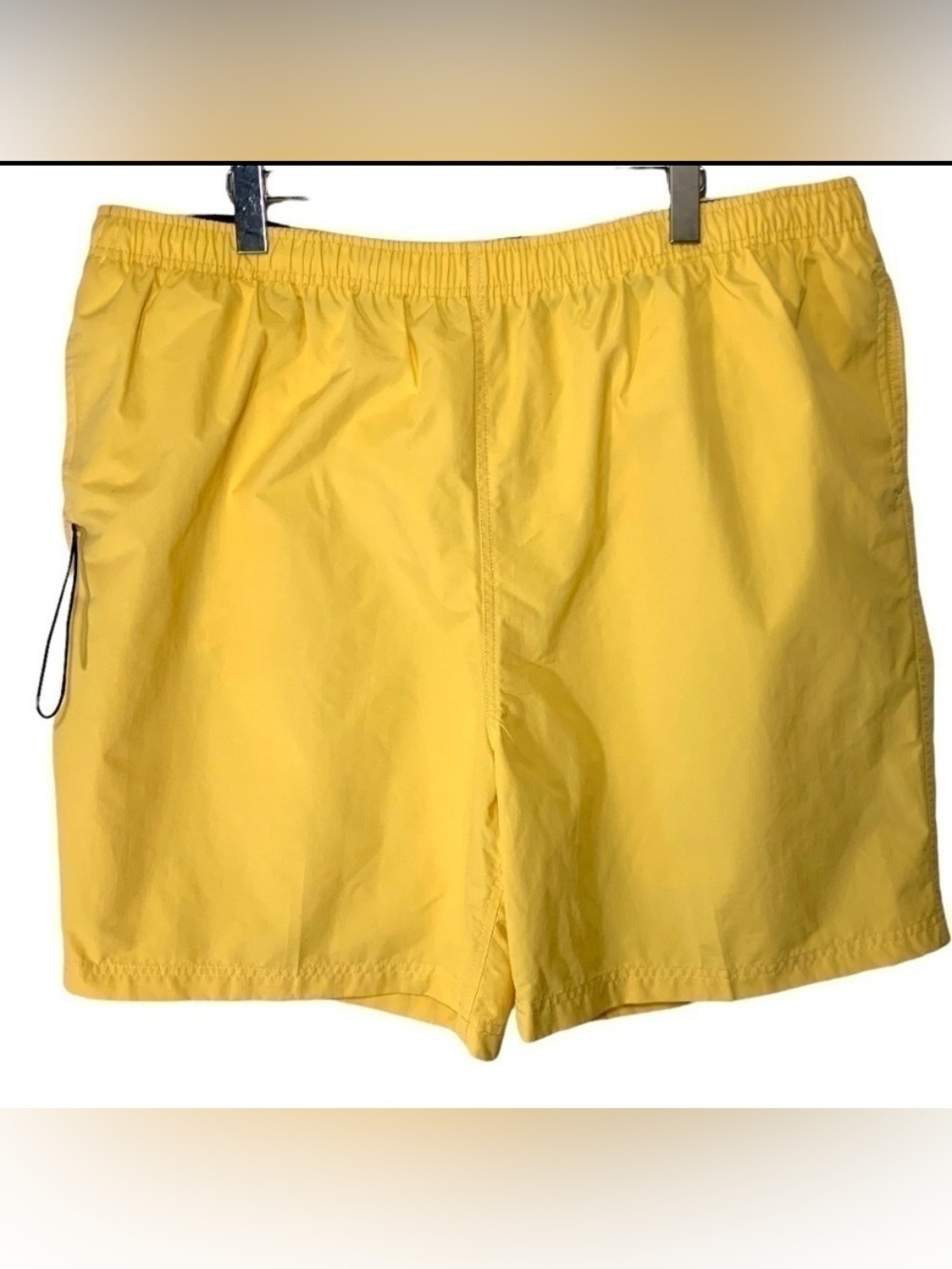 HUNT Club Yellow Swim Short Side Pocket Back Hook Loop Elastic Waist Cord XL